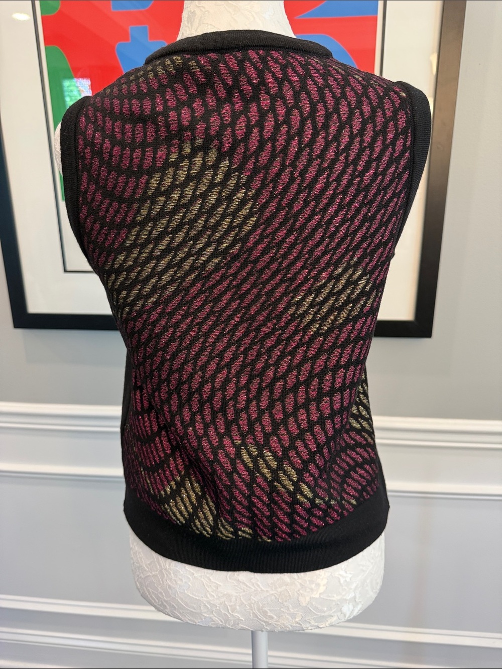 M Missoni Pink and Gold Patterned Sleeveless Knit Top - Picture 9 of 11